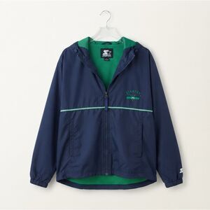 Vintage Starter Hooded Full-Zip Windbreaker Jacket Lined Navy/Green